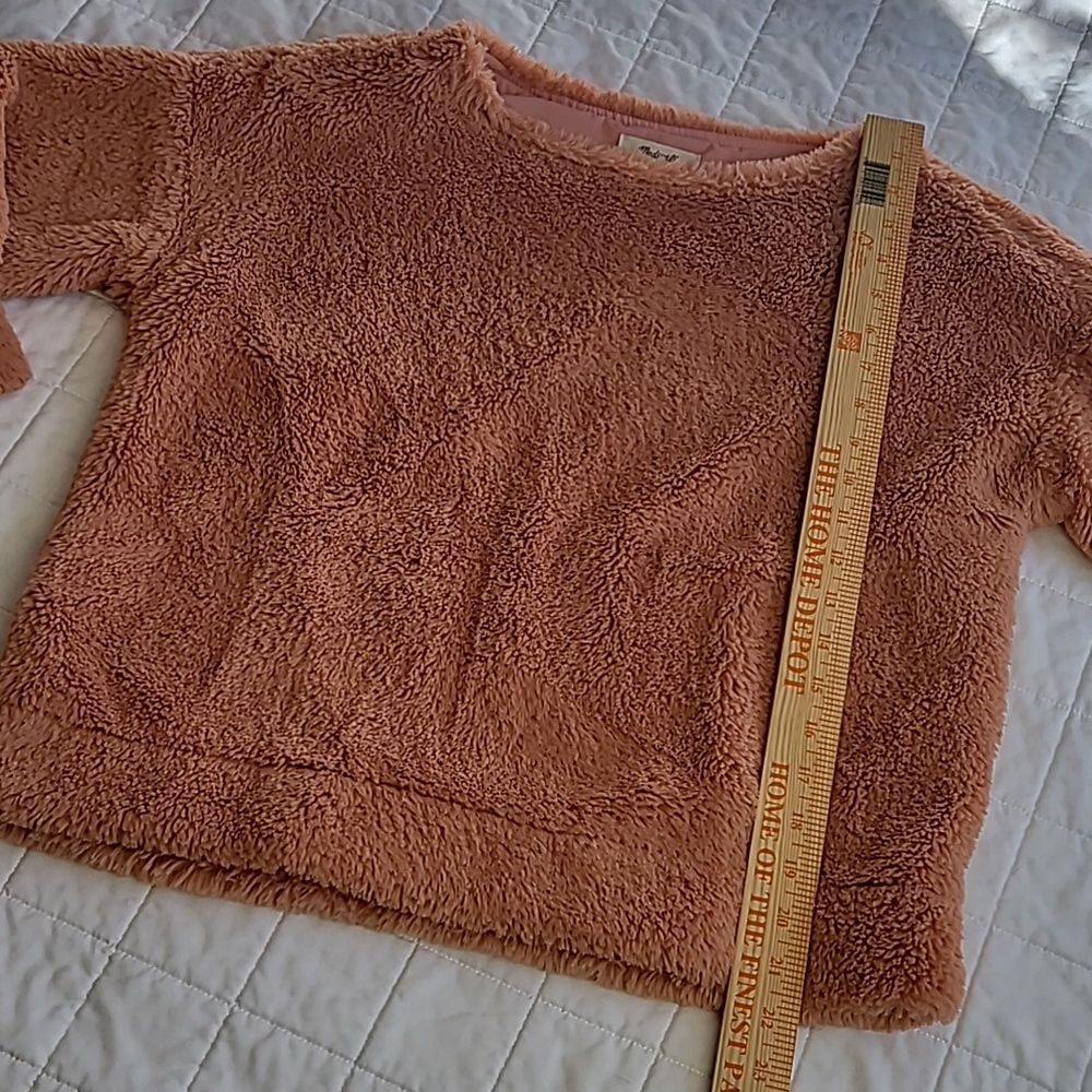 Madewell Faux Fur Teddy Sweater Pullover Blush Pink XS Cozy Soft - Picture 6 of 9